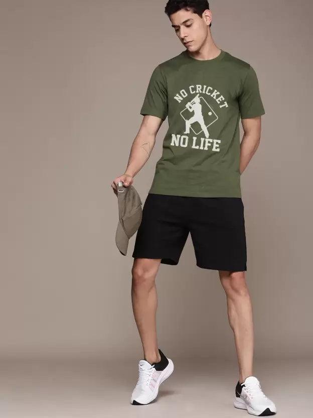 Men Printed Round Neck (Dark Green) T-Shirt - Young Trendz