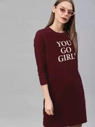 Women plain Night Dress (Maroon) - Young Trendz