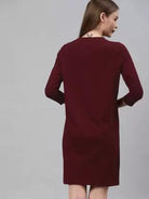 Women plain Night Dress (Maroon) - Young Trendz