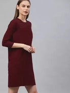 Women plain Night Dress (Maroon) - Young Trendz