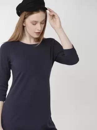 Women plain Night Dress (Dark Blue) - Young Trendz