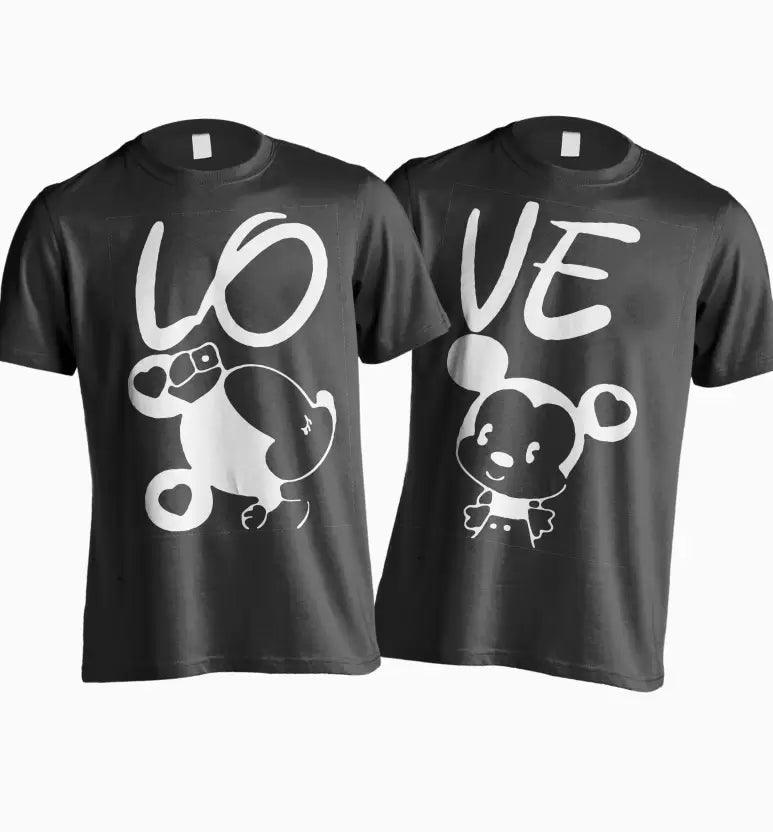 Young Trendz MICKY MOUSE LOVE Printed Couple Tshirt - Young Trendz