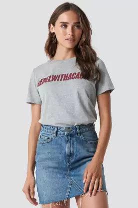 Typography Women (Grey) T-Shirt - Young Trendz