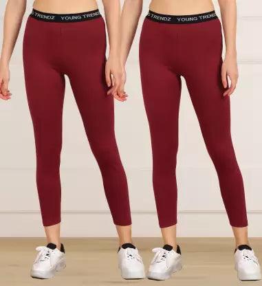 Women 3/4th/Calf Length Tights (Maroon) - Young Trendz
