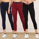 Women Multicolor 3/4th/Calf Length Tights (MAROON,NAVY,BLACK) - Young Trendz