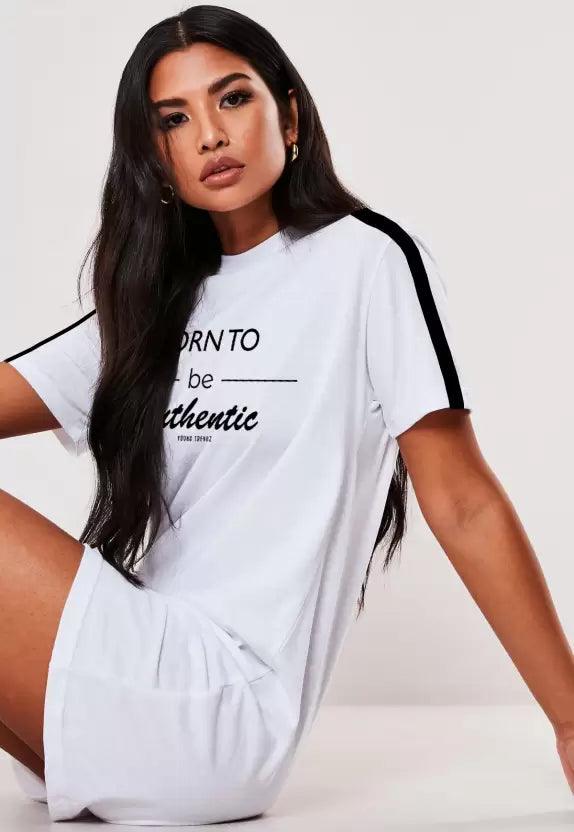 Women Printed T Shirt (White) Dress - Young Trendz