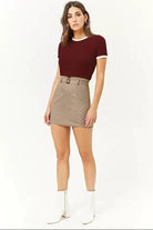 Women Solid Round Neck (Maroon) T-Shirt - Young Trendz