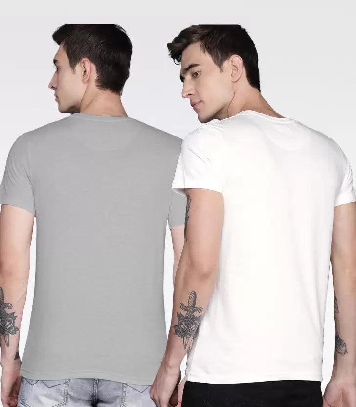 Young Trendz Mens Printed Halfsleeve Tshirt (GREY,WHITE) - Young Trendz