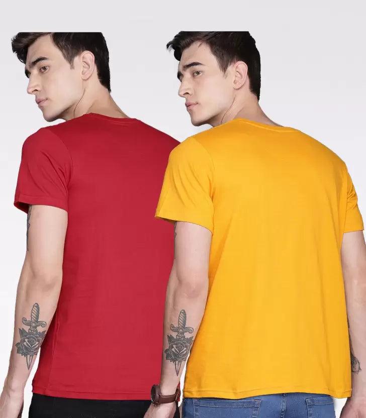 Young Trendz Mens Printed round neck Halfsleeve Tshirt (RED & YELLO) - Young Trendz