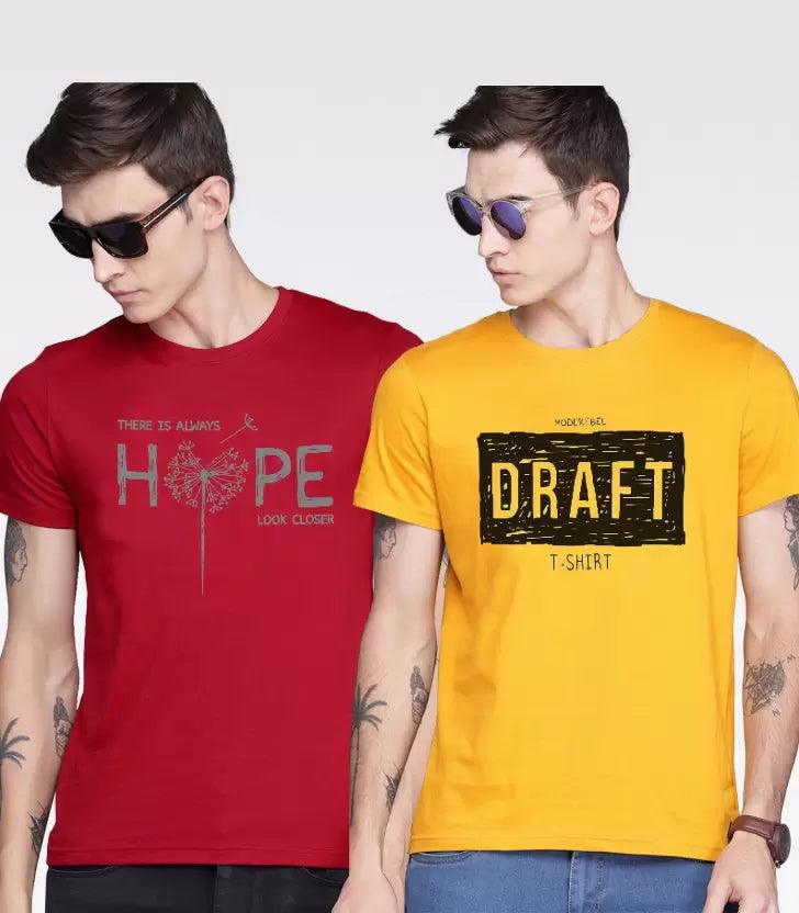 Young Trendz Mens Printed round neck Halfsleeve Tshirt (RED & YELLO) - Young Trendz