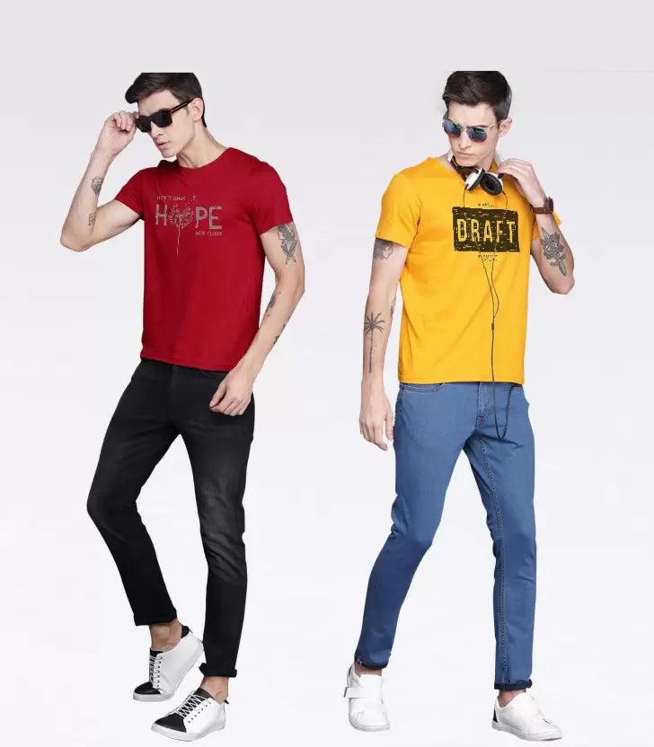Young Trendz Mens Printed round neck Halfsleeve Tshirt (RED & YELLO) - Young Trendz