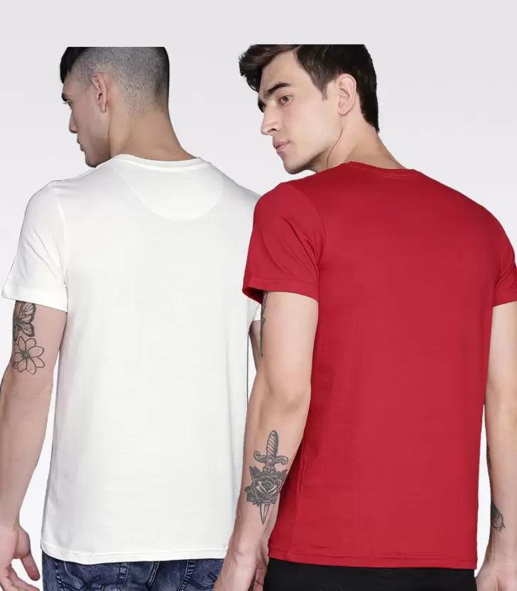 Young Trendz Mens Printed round neck Halfsleeve Tshirt (RED & WHITE) - Young Trendz