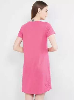 Women Night Dress Half Sleeve Combo (Black, Pink) - Young Trendz