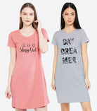 Pack of 2 Women Nighty (PINK,GREY) - Young Trendz