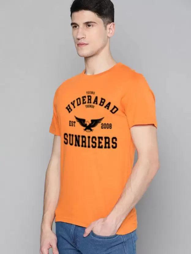 Men Men's Round Neck IPL T-shirt Printed Round Neck (Orange) T-Shirt - Young Trendz