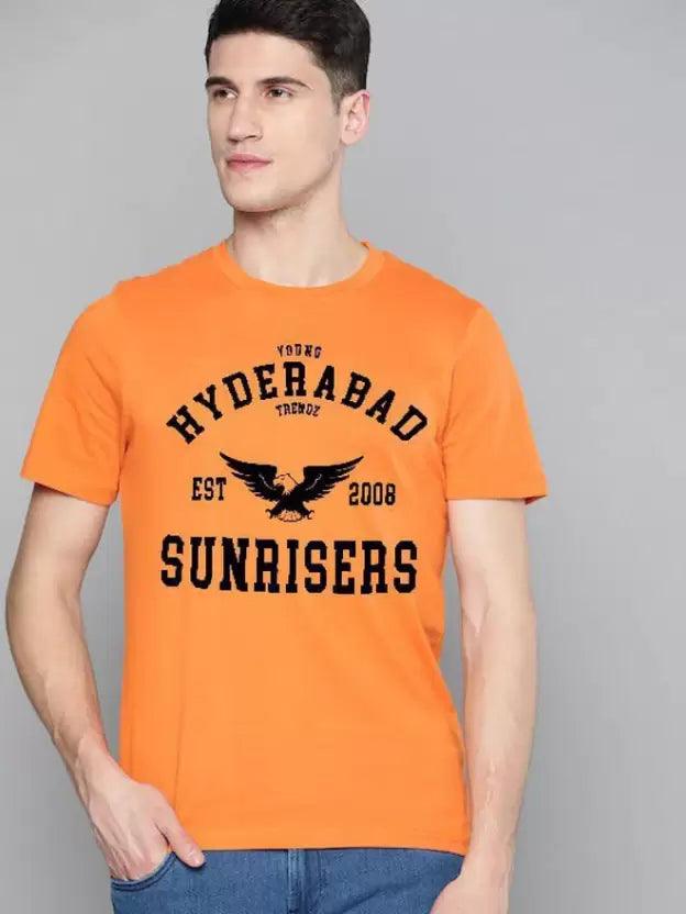 Men Men's Round Neck IPL T-shirt Printed Round Neck (Orange) T-Shirt - Young Trendz