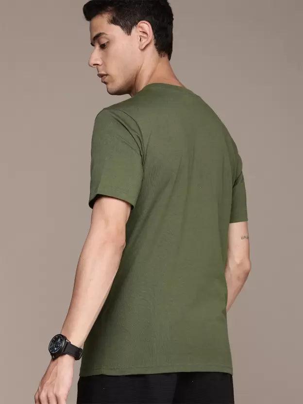 Men Printed Round Neck (Dark Green) T-Shirt - Young Trendz