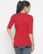 Women Graphic Print Round Neck Red T-Shirt (RED) - Young Trendz