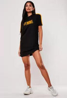 Women T Shirt (Black) Dress - Young Trendz