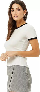 Women Solid Round Neck (White) T-Shirt - Young Trendz