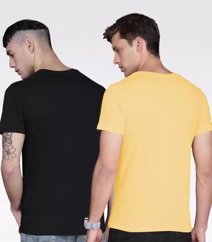 Young Trendz Mens Printed round neck Halfsleeve Tshirt(MUSTARD & BLACK) - Young Trendz