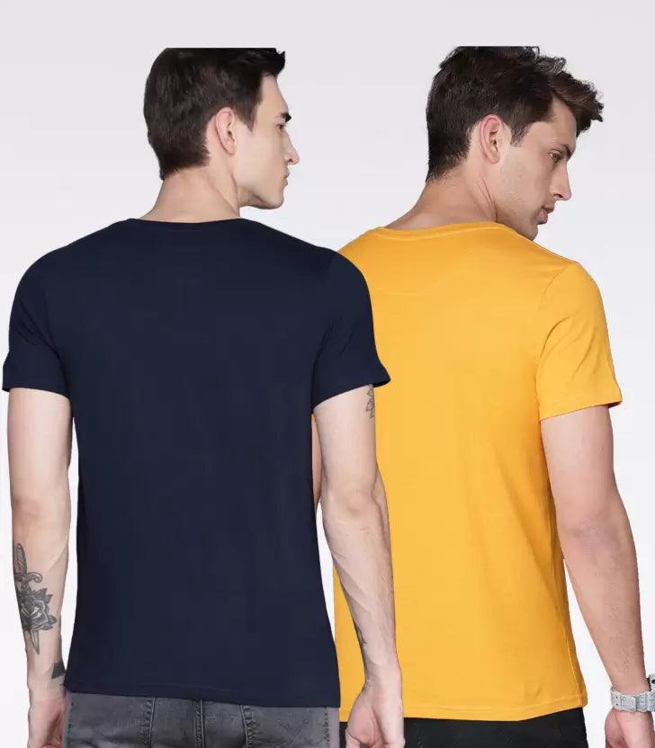 Young Trendz Mens Printed round neck Halfsleeve Tshirt (DARKBLUE& MUSTARD) - Young Trendz