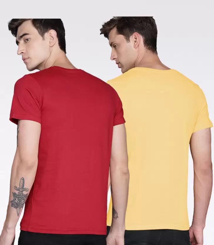 Young Trendz Mens Printed round neck Halfsleeve Tshirt (RED&YELLOW) - Young Trendz