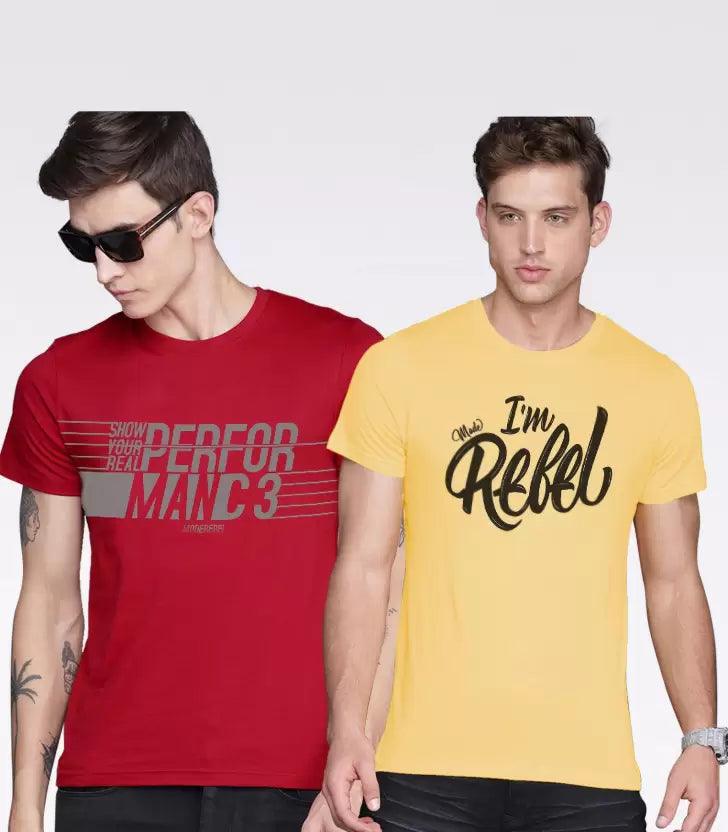 Young Trendz Mens Printed round neck Halfsleeve Tshirt (RED&YELLOW) - Young Trendz