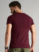 Men Printed Round Neck (Maroon) T-Shirt - Young Trendz