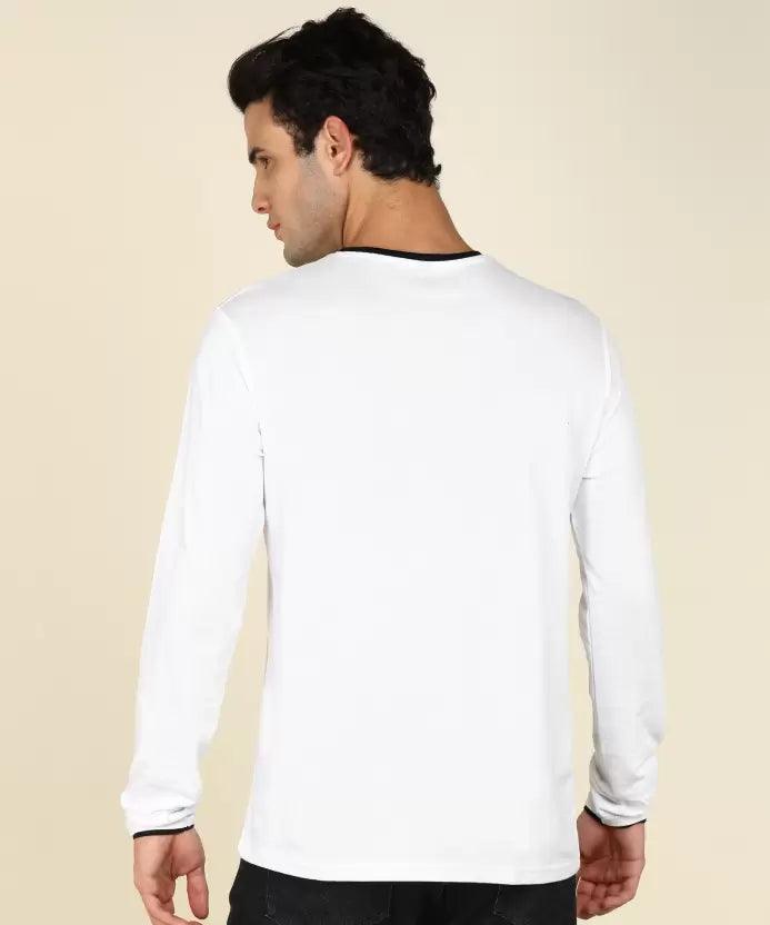 Men Solid Round Neck (White) T-Shirt - Young Trendz