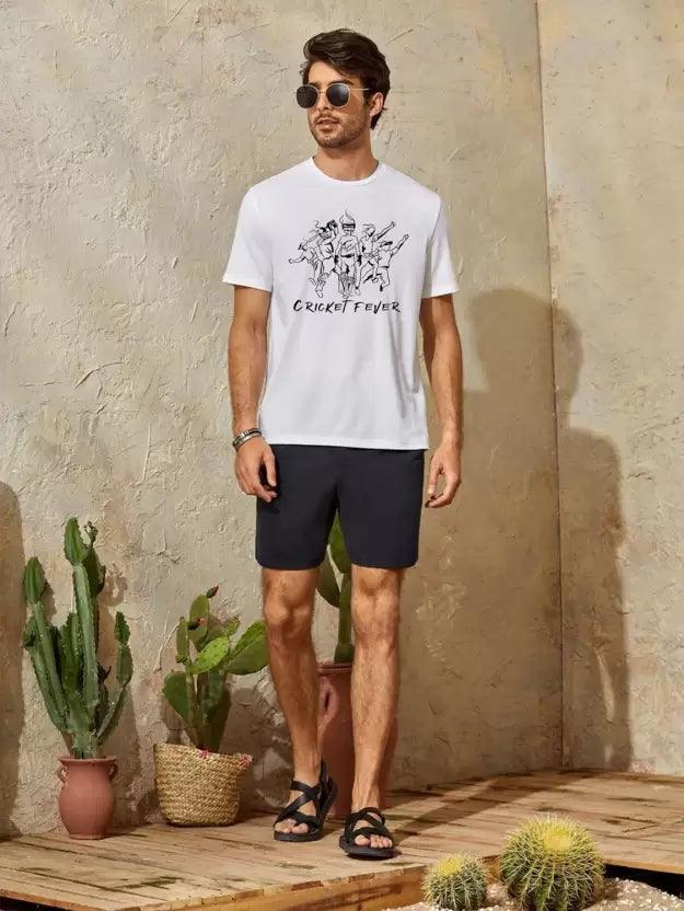 Men Printed Round Neck (White) T-Shirt - Young Trendz