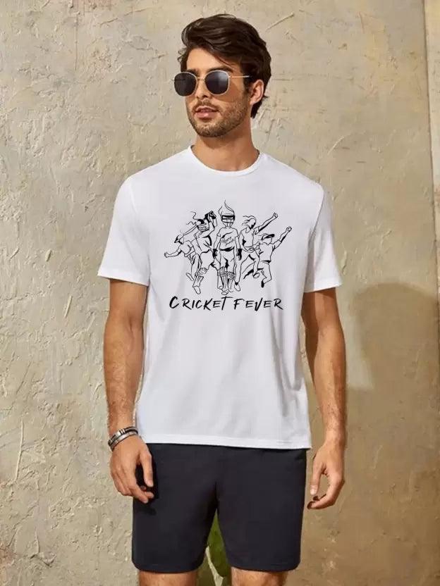 Men Printed Round Neck (White) T-Shirt - Young Trendz