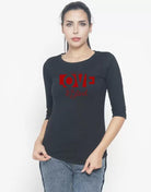 Mode Rebel Graphic Print Women Round Neck T-Shirt (Black) - Young Trendz