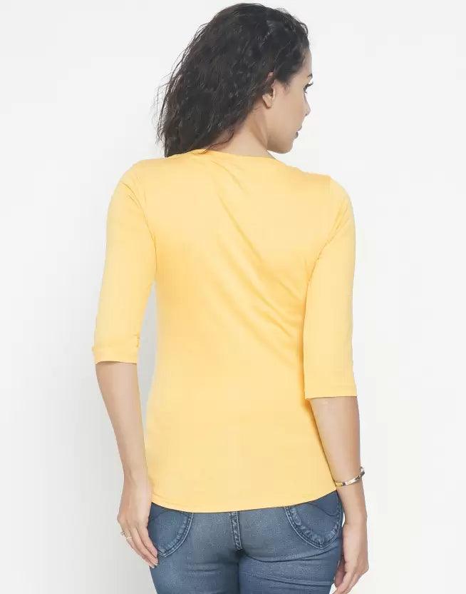 Women GOOD THING Graphic Print Round Neck T-Shirt (YELLOW) - Young Trendz