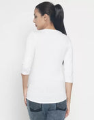 Women Graphic Print Round Neck T-Shirt (White) - Young Trendz