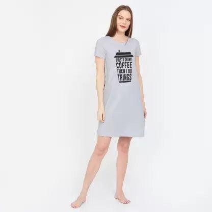 Women Night Dress Half Sleeve Combo (Black, Grey) - Young Trendz