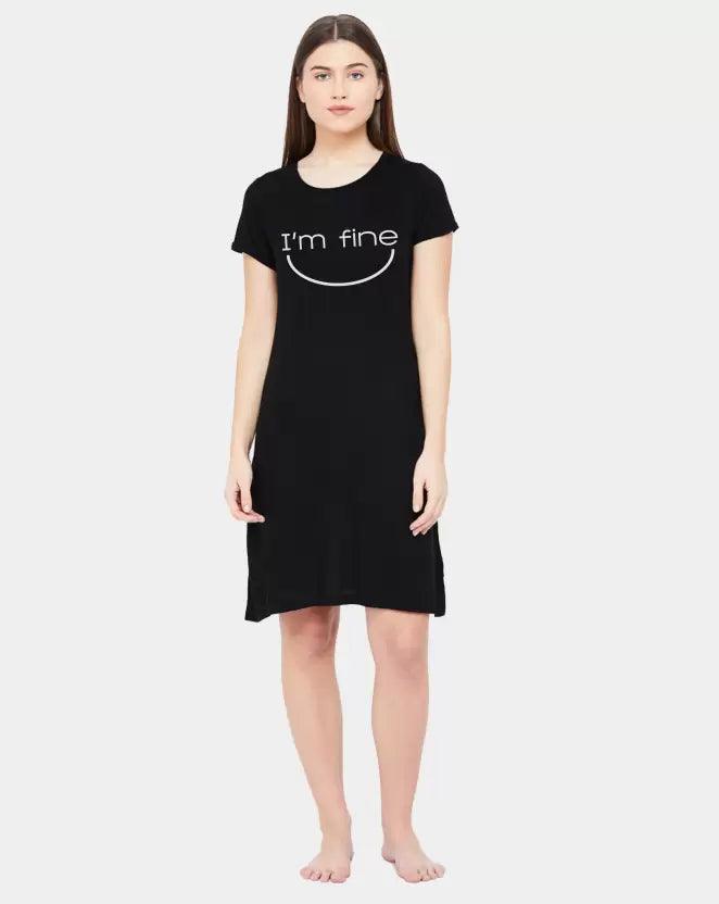 Pack of 2 Women Nighty (Pink, Black) - Young Trendz