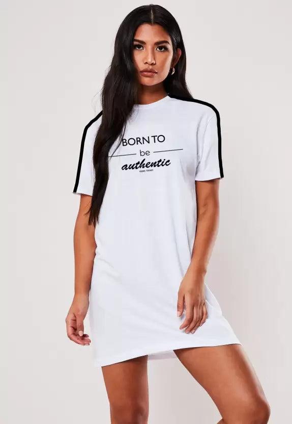 Women Printed T Shirt (White) Dress - Young Trendz