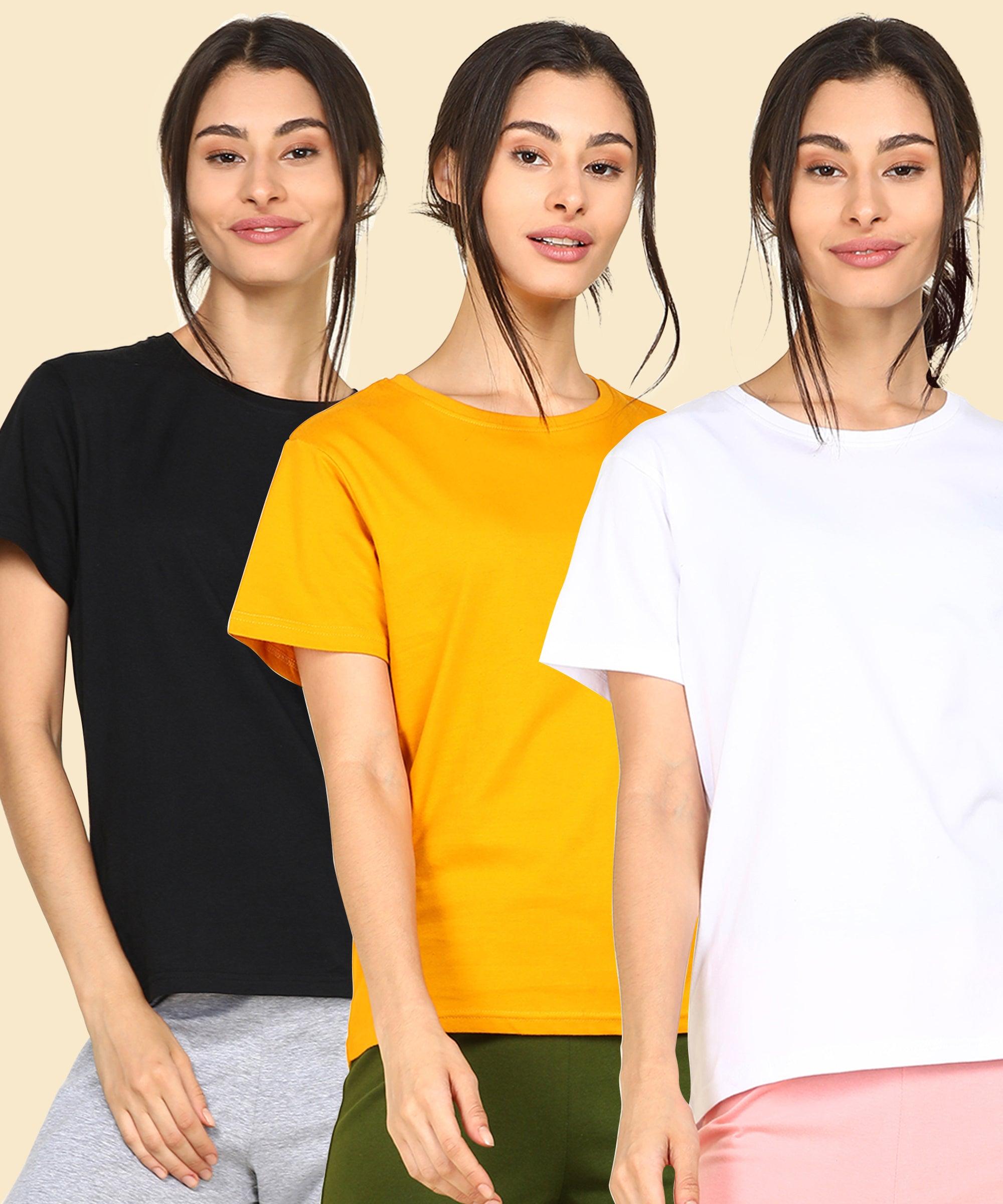 Young Trendz Womens Regular Fit Combo Solid Tshirt - Young Trendz