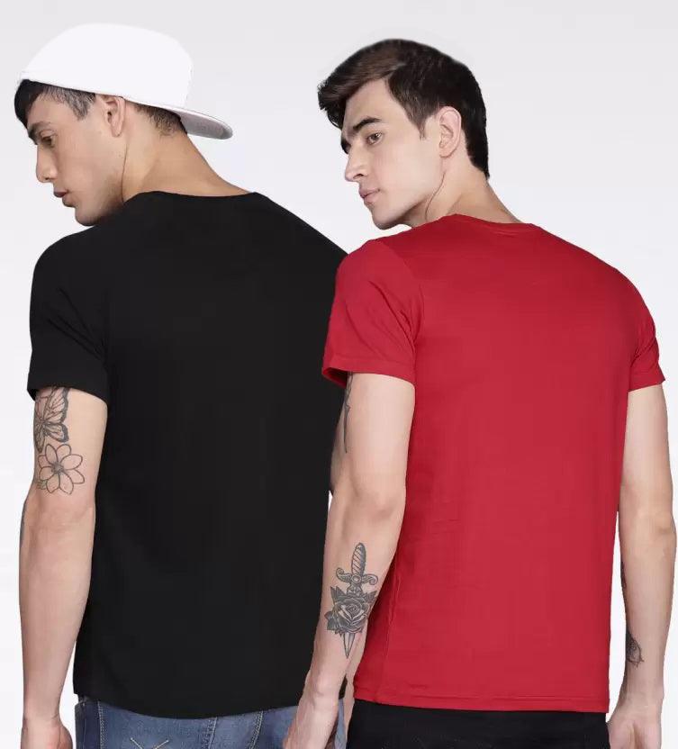 Young Trendz Mens Printed round neck Halfsleeve Tshirt(RED & BLACK) - Young Trendz