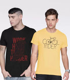 Young Trendz Mens Printed round neck Halfsleeve Tshirt(MUSTARD & BLACK) - Young Trendz