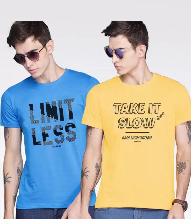 Young Trendz Mens Printed Halfsleeve Tshirt (BLUE,YELLOW) - Young Trendz