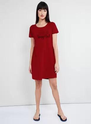 Women Night Dress 3/4 Sleeve Combo (Blue, Maroon) - Young Trendz