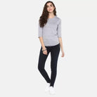 Pack of 3 Women Self Design, Solid Round Neck Multicolor T-Shirt (WHITE,GREY,YELLOW) - Young Trendz