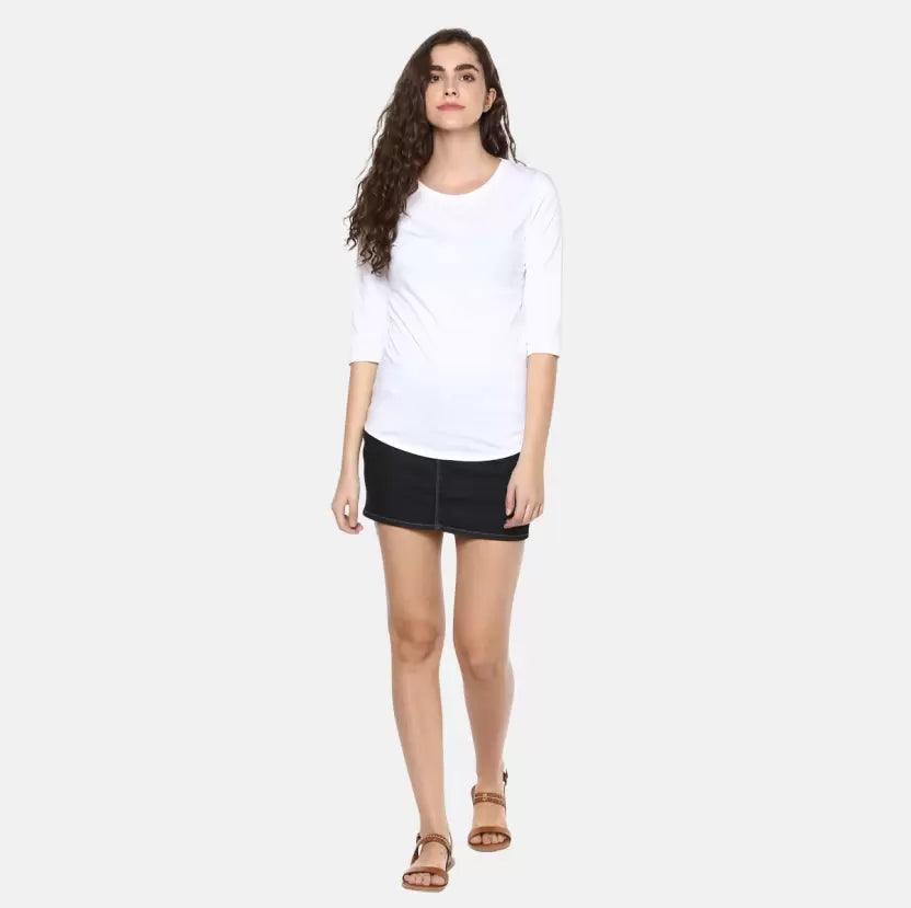 Pack of 3 Women Self Design, Solid Round Neck Multicolor T-Shirt (WHITE,GREY,YELLOW) - Young Trendz