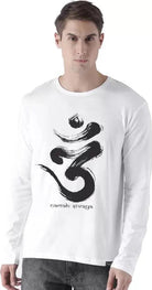 Men Printed Round or Crew (White) T-Shirt - Young Trendz