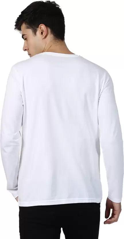 Men Solid Round Neck (White) T-Shirt - Young Trendz