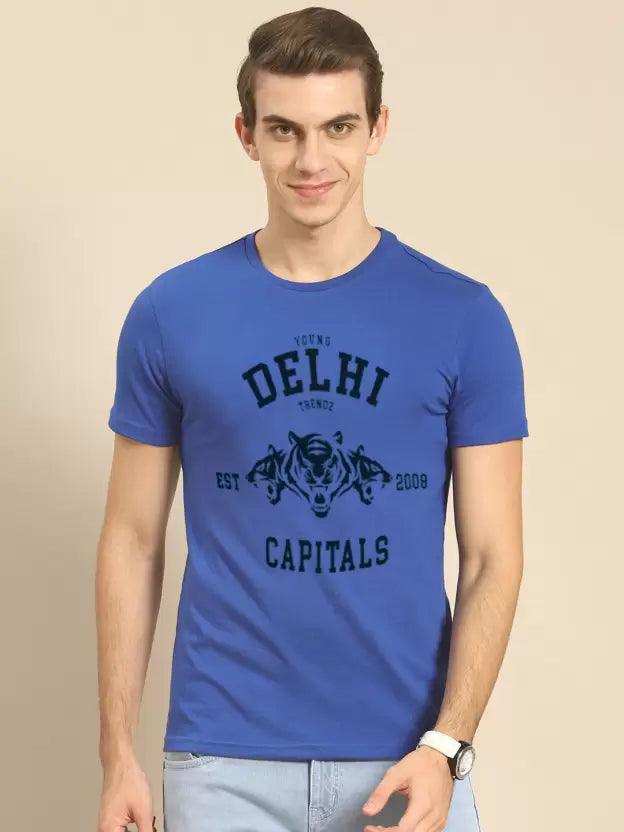 Men Printed Round Neck (Blue) T-Shirt - Young Trendz