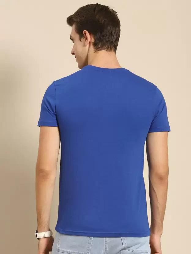 Men Printed Round Neck (Blue) T-Shirt - Young Trendz
