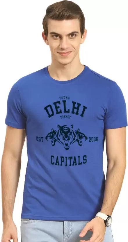 Men Printed Round Neck (Blue) T-Shirt - Young Trendz